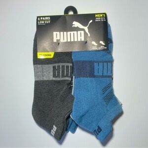 Puma men’s low cut socks 6 pack size 8-12 black gray blue